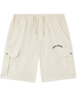 Palm Angels Logo-Print Cargo Shorts - White