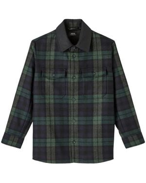 A.P.C. Checked Overshirt Jacket - Black