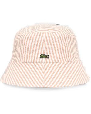 Lacoste Bob En Seersucker À Rayures - Pink