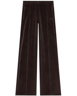 Courreges Pintucked Velvet Track Trousers - Red