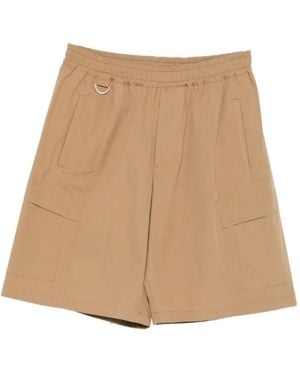 Low Brand Combo Elasticated-Waist Cargo Shorts - Natural