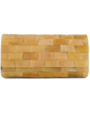 Glorinha Paranagua Anouska Brick-Pattern Clutch Bag - Natural