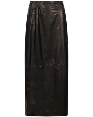 Magda Butrym Pleated Leather Maxi Skirt - Black
