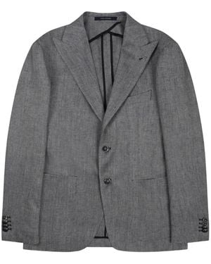 Tagliatore Herringbone Peak-Lapel Blazer - Grey