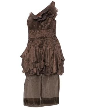 Aje. Robe Mi-Longue Amaryllis - Marron