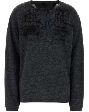 Maison Margiela Logo-Print Long-Sleeve T-Shirt - Black