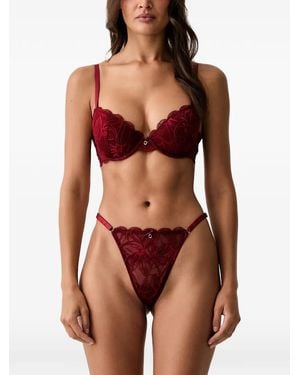Emporio Armani Floral-Lace Push-Up Bra - Red