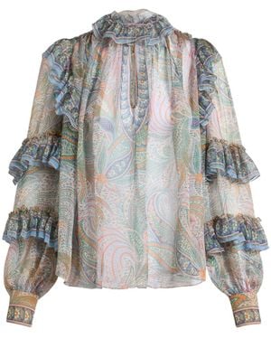 Etro Ruffled Silk Blouse - White