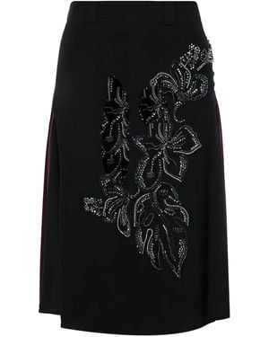 Prada Crystal-Embellished Midi Skirt - Black