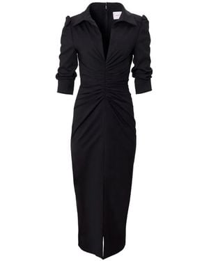 Carolina Herrera Ruched Midi Dress - Black