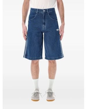 adidas Wide-Leg Denim Shorts - Blue
