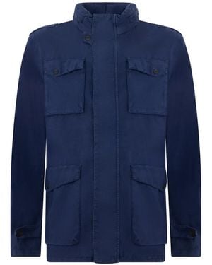 Herno Linen Multi-Pocket Jacket - Blue