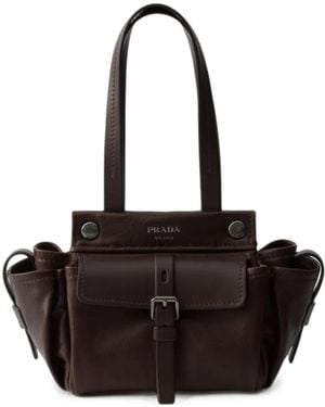 Prada Route Leather Mini Tote Bag - Black