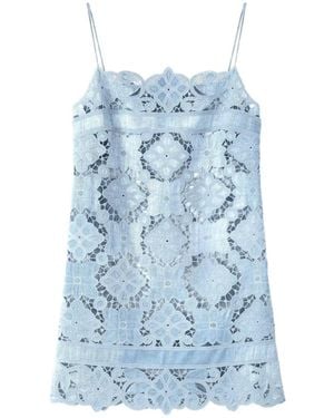 Ermanno Scervino Lace-Embroidered Cut-Out Mini Dress - Blue