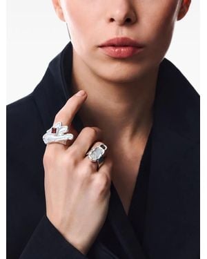 POISONED HEARTS Hand-Motif Wide-Band Ring - Blue