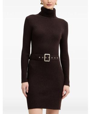 Morgan Roll-Neck Belted Mini Dress - Black