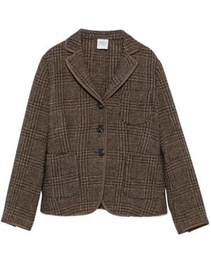19.61 MILANO Melania Check-Pattern Piping-Detail Jacket - Brown