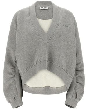 The Attico Logo-Embroidery V-Neck Sweatshirt - Grey