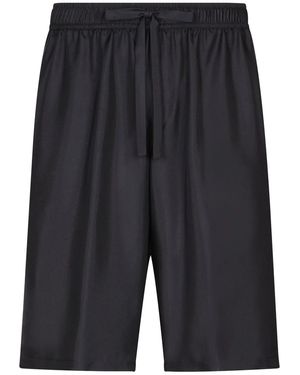Dolce & Gabbana Embroidered Silk Track Shorts - Blue