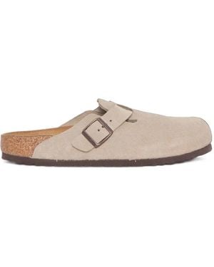 Birkenstock Boston Suede Flat Mules - White