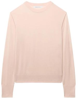 Another Tomorrow Featherweight Crew-Neck Jumper - Pink