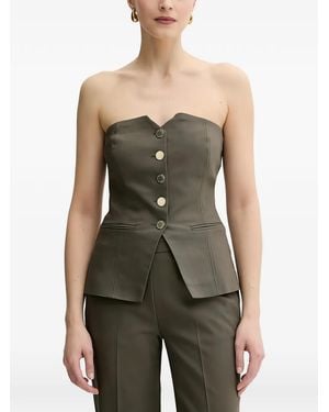 Morgan Button Strapless Top - Green