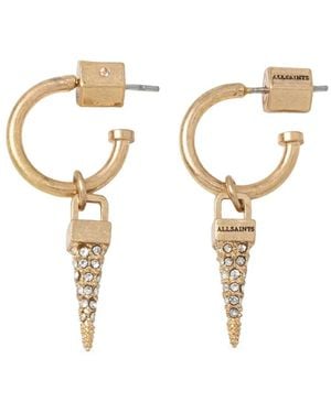 AllSaints Crystal-Embellished Spike Hoop Earrings - White