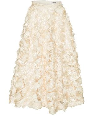 ROTATE BIRGER CHRISTENSEN Falda larga Sun con aplique de rosa - Neutro