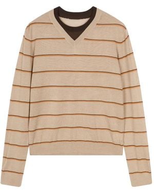 JNBY Gestreifter Pullover Mit V-Ausschnitt - Natur