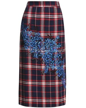 Essentiel Antwerp Kathee Sequin-Embellished Checked Midi Skirt - White