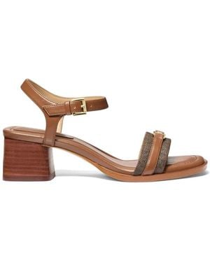 Michael Kors Mandy Logo-Plaque Sandals - Brown