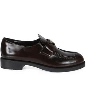 Prada Loafer Aus Gebürstetem Leder - Schwarz