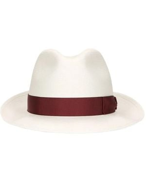 Borsalino Panama Ribbon-Trim Hat - White