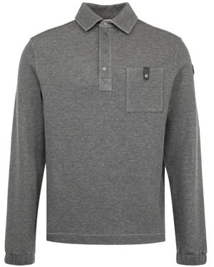 Moncler Long-Sleeve Polo Shirt - Grey