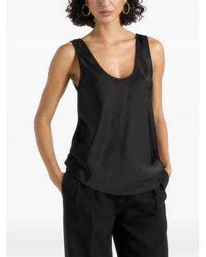 Manière De Voir Sasha Satin Scoop Neck Open Back Tank Top - Black