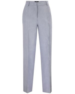 Weekend by Maxmara Pressed-Crease Linen Trousers - Blue
