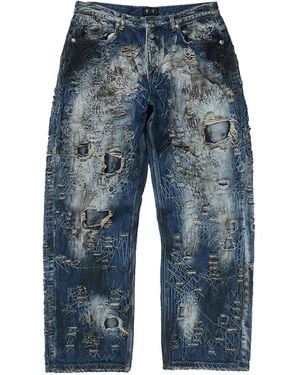 THUG CLUB Combat Casualty Care Distressed Ripped Jeans - Blue