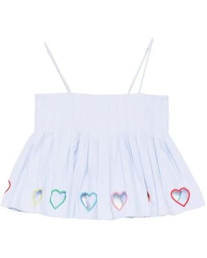 Mira Mikati Heart-Cutout Pleated Top - White