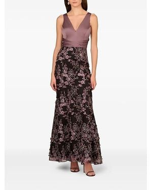 Aidan Mattox Maxikleid Aus Satin Mit Blumenstickerei - Braun