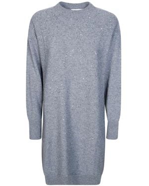 Antonelli Sequin-Embellished Knitted Mini Dress - Blue