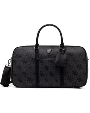 Guess Berta Monogram-Print Logo-Plaque Luggage Bag - Black