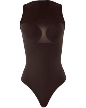 Wolford Sheer-Panelled String Body - Brown