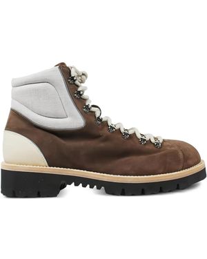 Eleventy Lace-Up Zip Boots - Brown