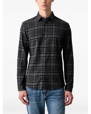 Lindbergh Check-Print Long-Sleeve T-Shirt - Black