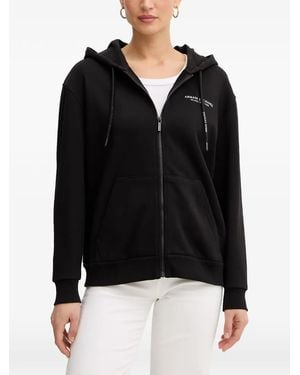 ARMANI EXCHANGE Hoodie Zippé À Logo Imprimé - Black