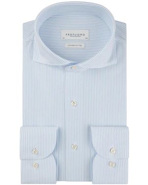 Profuomo Striped-Pattern Shirt - Blue