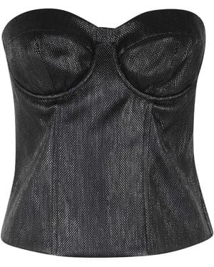 FEDERICA TOSI Metallic-Finish Strapless Top - Black