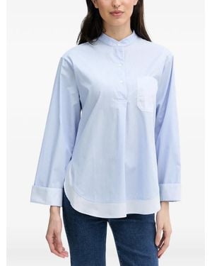 Mos Mosh Mmbronwyn Striped Band-Collar Shirt - Blue