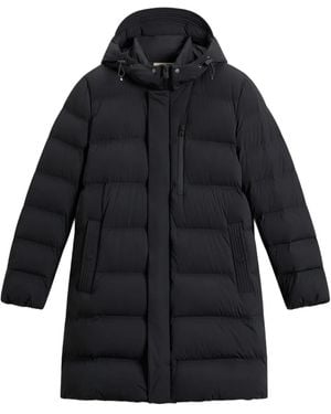 Woolrich Matt Stretch Hooded Puffer Coat - Black