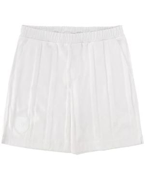 BOSS GREEN HUGO BOSS Logo-Patch Pleated Shorts - White